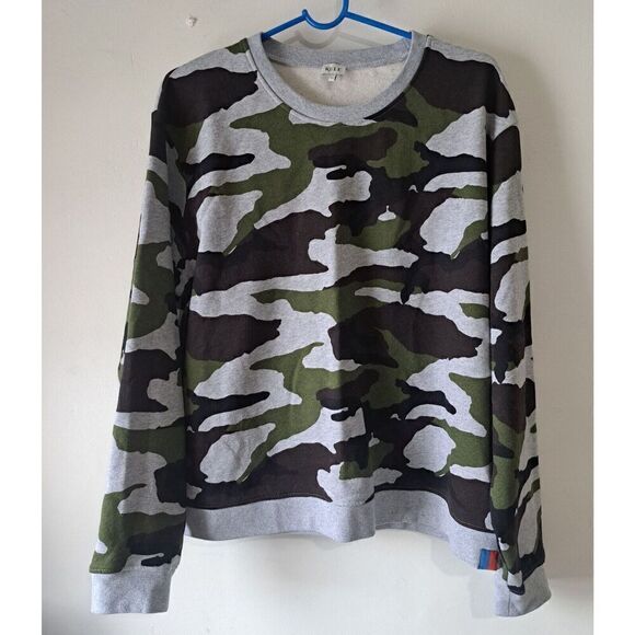 Kule Womens Large 100% ORGANIC COTTON FLEECE camou Sweatshirt Pullover Green - Picture 2 of 8